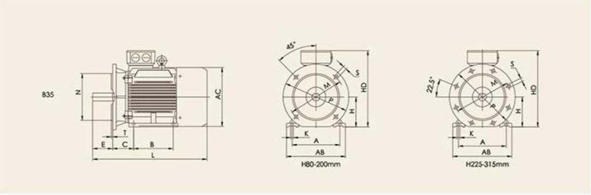 三相異步電機尺寸圖